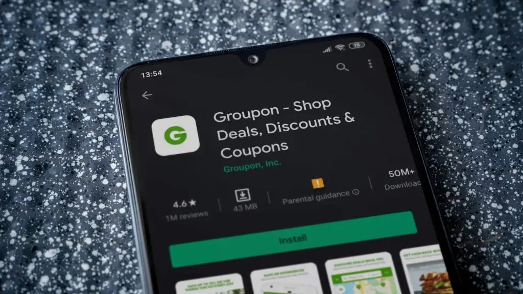Groupon app on mobile phone