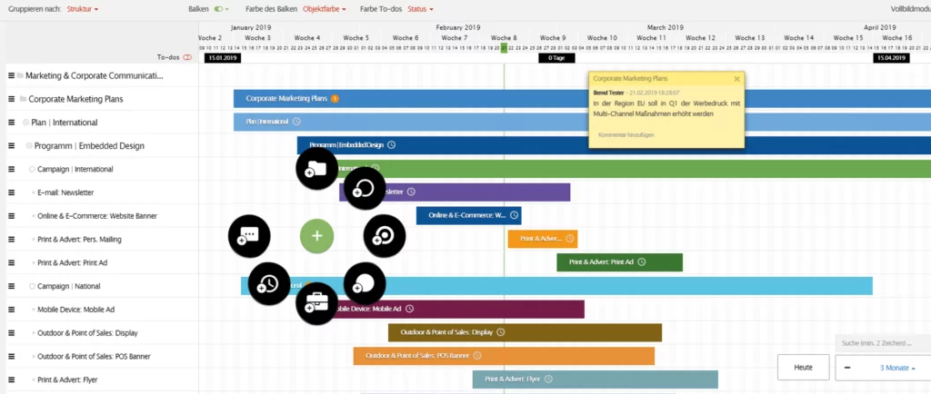 Marketing planning software screenshot