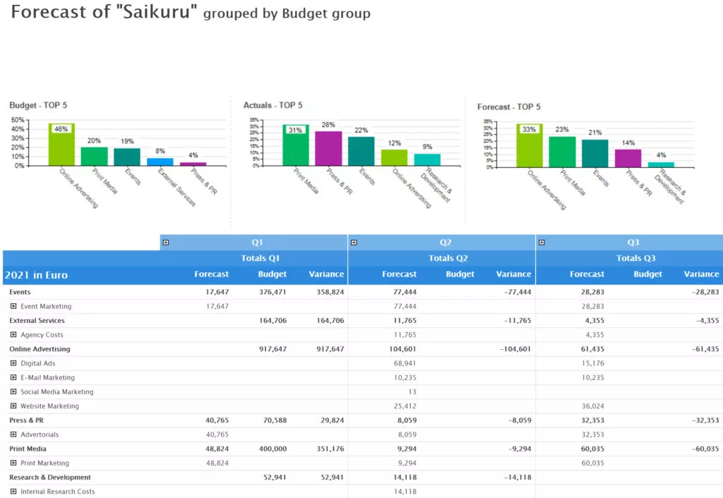 Software to manage global marketing budgets and spend