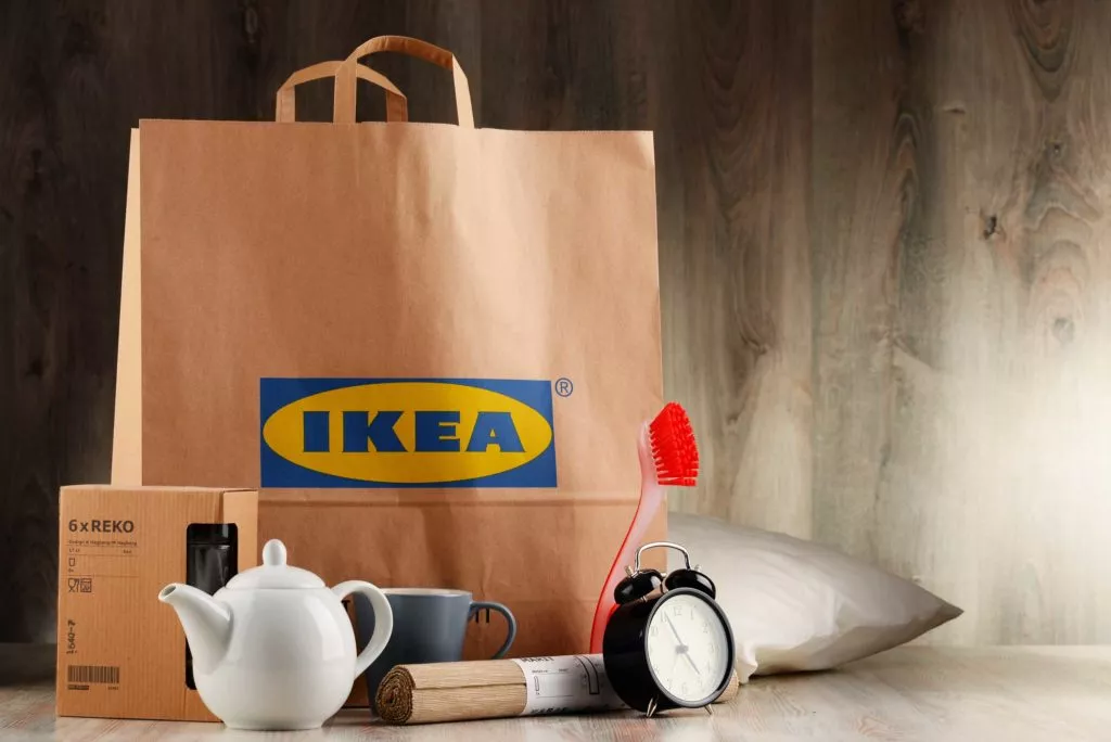Ikea paper bag with several Ikea products